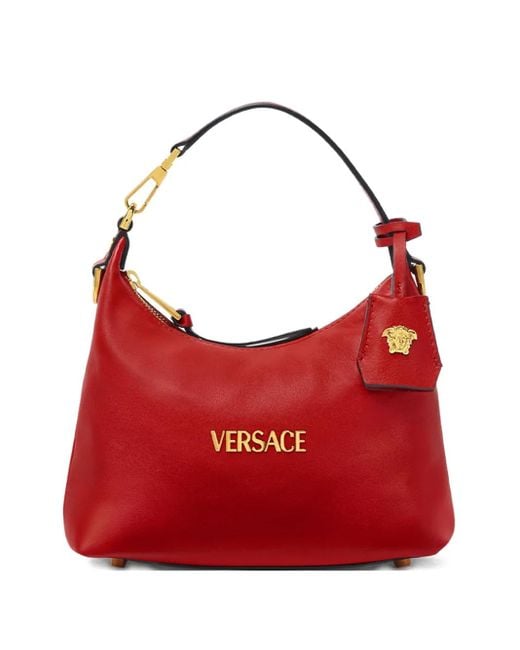Versace Tag レザーショルダーバッグ Red