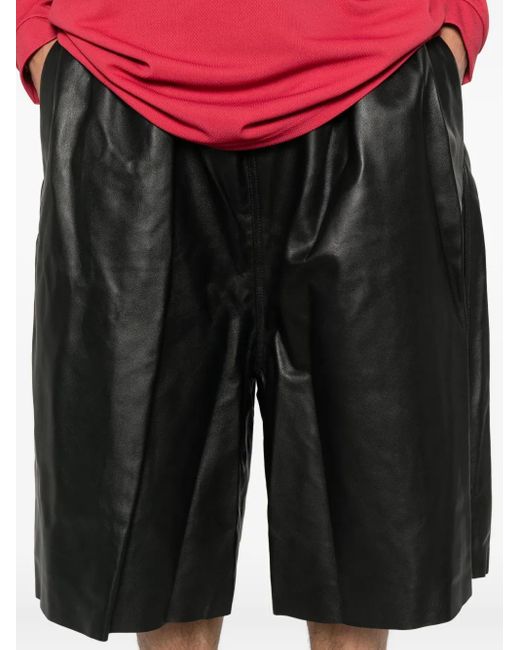 メンズ LỰU ĐẠN レザー ショートパンツ Black