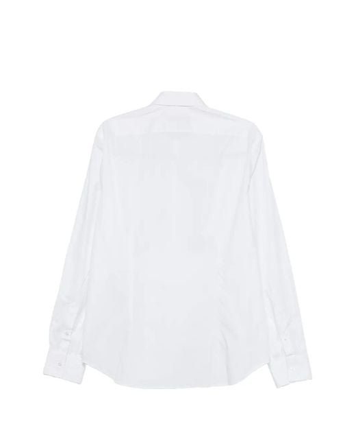 Manuel Ritz White Logo-Patch Spread-Collar Shirt for men