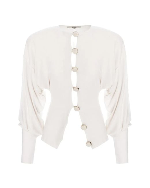 MANURI White Aura Button-Fastening Top