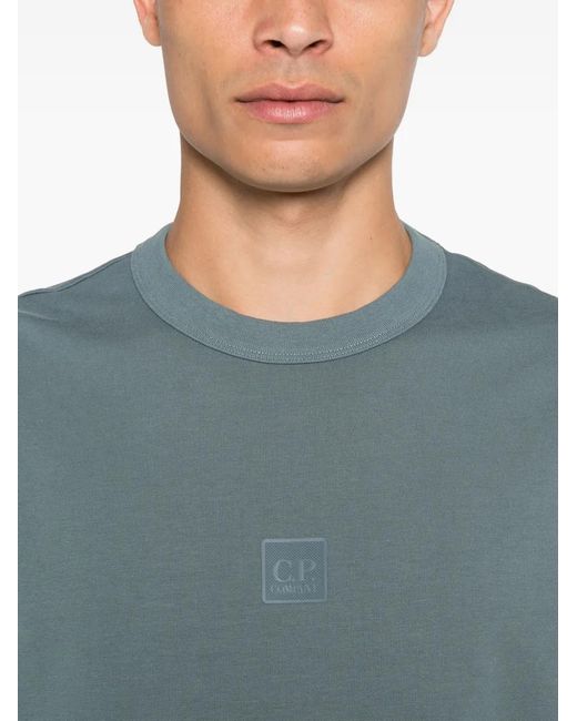 C P Company Blue Logo-Detail Crew-Neck Sweatshirt for men