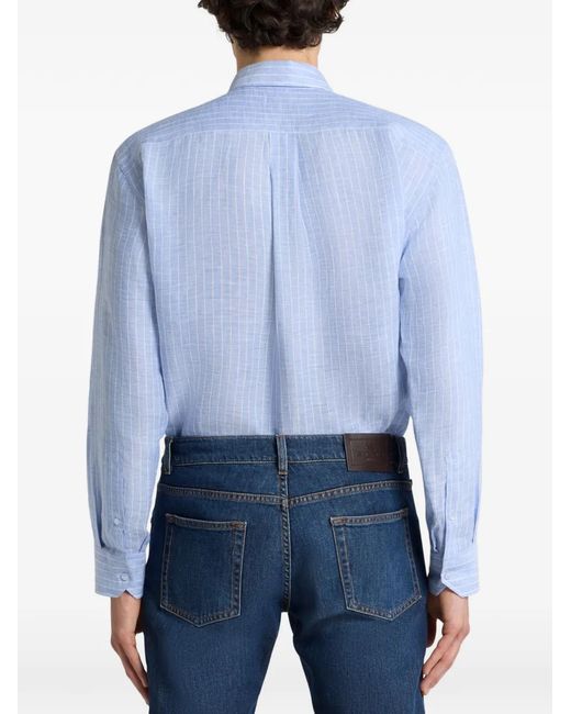 Etro Blue Striped Buttoned Shirt for men