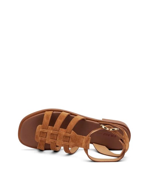 Frau Brown Suede Cage Sandals