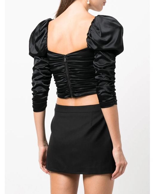 Top fruncido Katrice con mangas farol Alice + Olivia de color Black