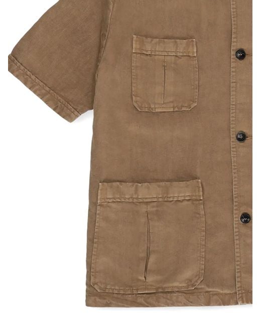 Fortela Brown Bohem Pocket Short-Sleeve Shirt for men