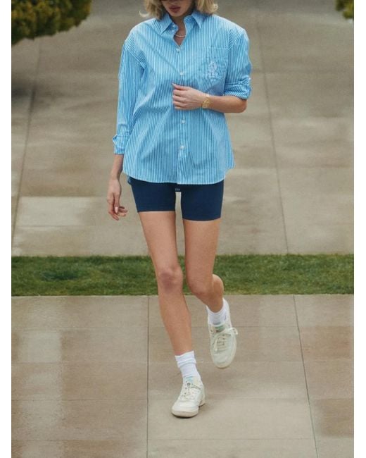 Sporty & Rich Blue Striped Embroidered Shirt
