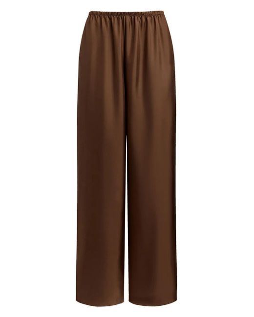 12 STOREEZ Zijden Palazzo Broek Met Elastische Taille in het Brown