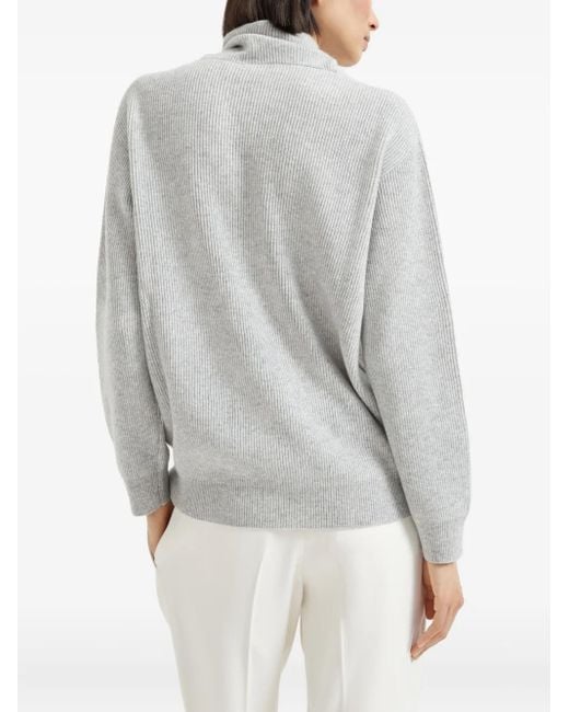 Brunello Cucinelli White Kaschmirpullover Mit Rollkragen