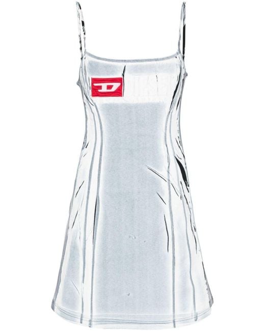 DIESEL White Grey Lazot Shadowy-print Mini Dress