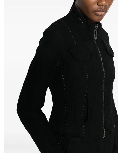 Masnada Black Perforated Cropped Jacket