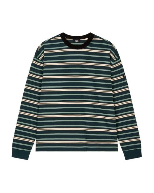 Studio Tomboy X Green Stripe Long-Sleeved T-Shirt for men