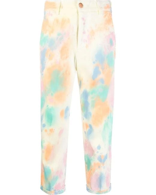 PT Torino Multicolor Abstract-Print Pressed-Crease Cropped Trousers