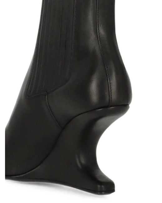 Rick Owens Black Cantilever Leather Heeled Chelsea Boots