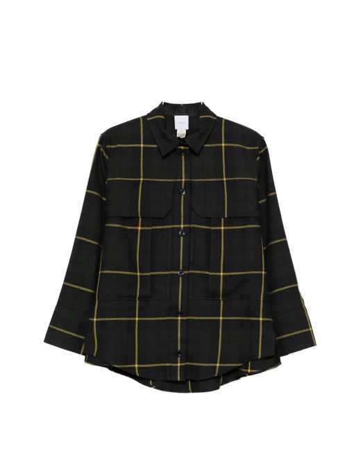 Patou Black Check-Pattern Flap-Pocket Shirt