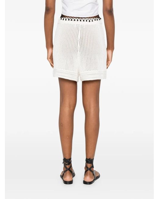Bompard White Crocheted High-Waist Shorts