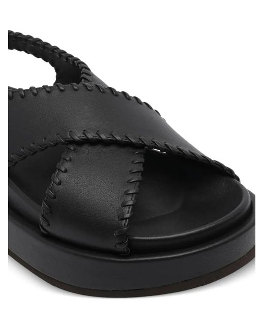 Paloma Barceló Black Open-Toe Buckle-Fastening Sandals