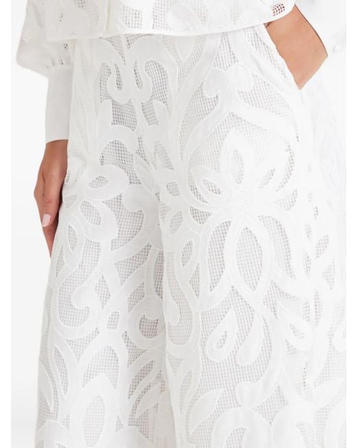 Temperley London White Floral Trousers