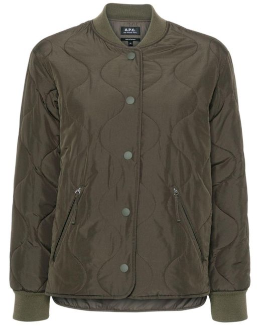 A.P.C. Green Padded Quilted Bomber Jacket