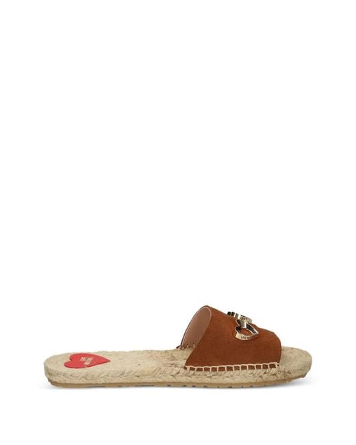 Love Moschino Brown Heart-Appliqué Flat Espadrilles