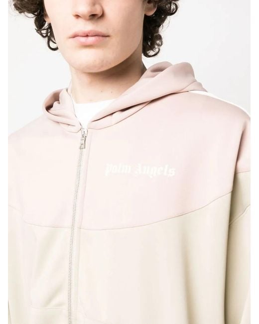 Palm Angels Natural Two Tone Hooded Track Jacket Beige/rose for men