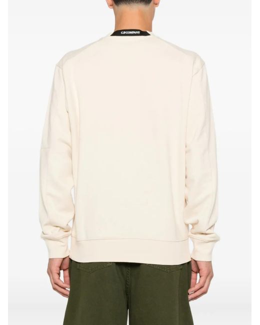 C P Company Natural Crew Neck Sweatshirt With Lens Detail for men