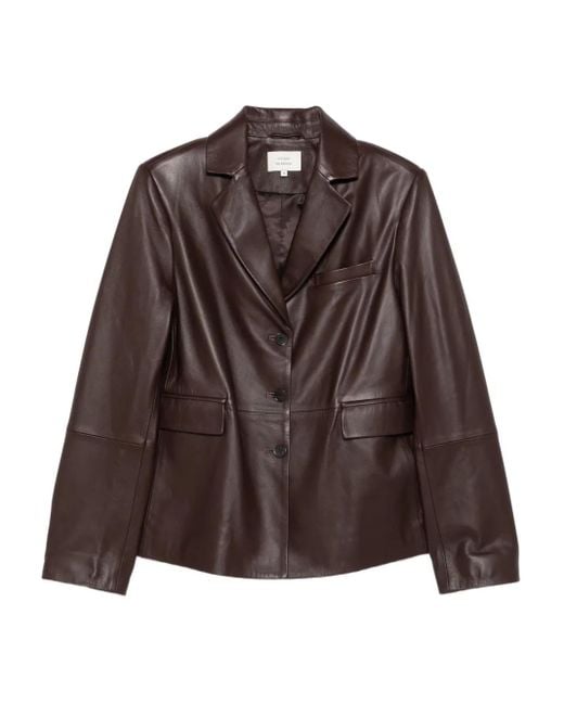 Loulou de Saison Brown Aldo Three-Button Leather Jacket