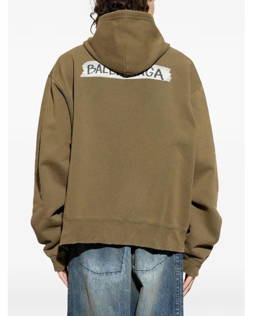 Balenciaga Green Masking Tape Zip-Up Hoodie for men