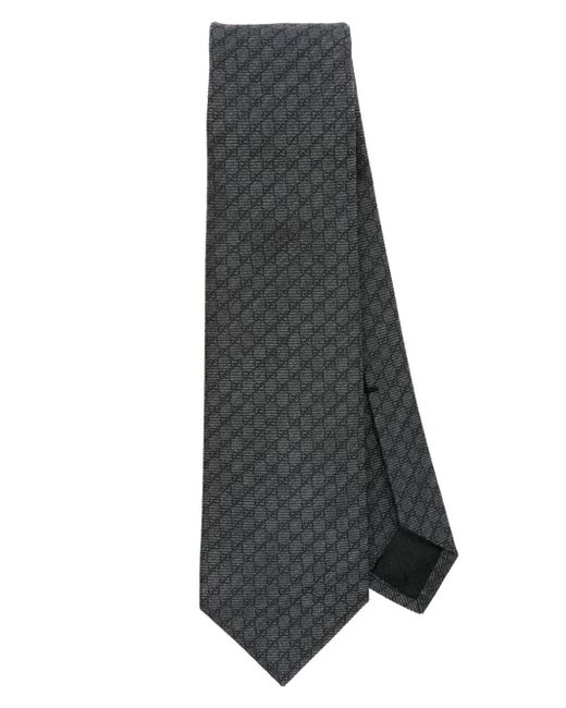 Gucci Gray Interlocking G Silk-wool Tie for men