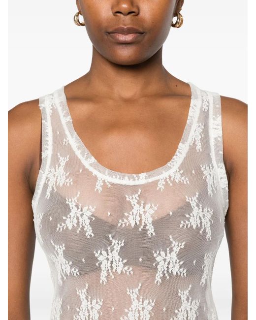 Top sin mangas con encaje Imperial de color White