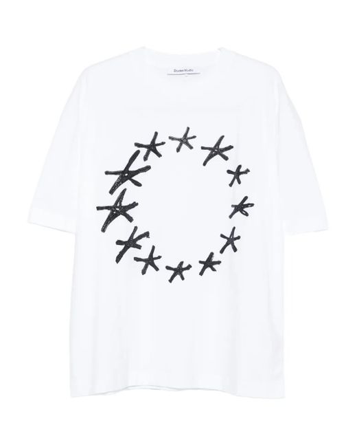 Etudes Studio White Star-Print Organic Cotton T-Shirt for men