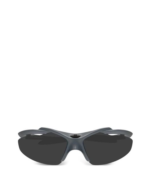Balenciaga Gray Logo Oval-Frame Sunglasses