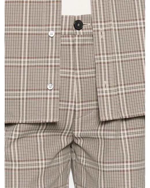 Amaranto Gray Check-Pattern Pleated Shorts for men