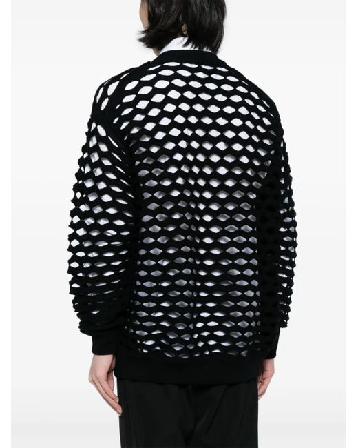 Junya Watanabe Black Laser Cut-Detail Crew-Neck Jumper for men