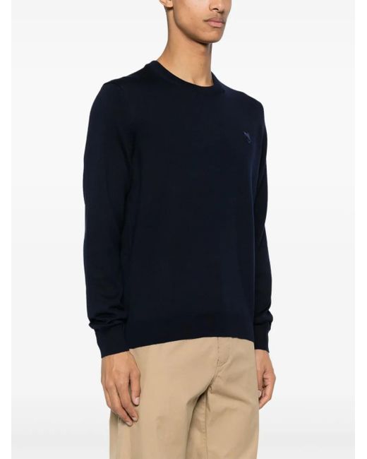 Maison Kitsuné Blue Fox-Motif Wool Jumper for men