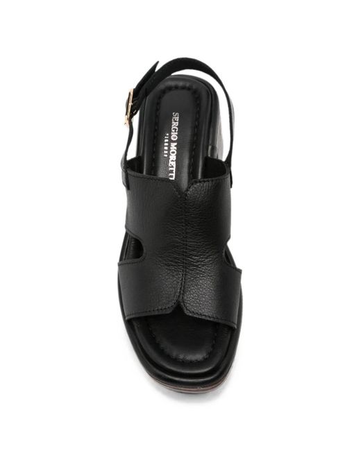 SERGIO MORETTI FIRENZE Black Buckle-Fastening Platform Sandals
