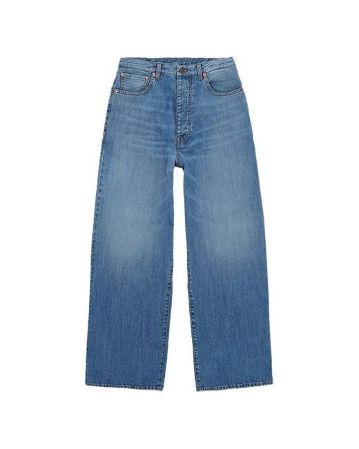 Fortela Blue Jaron Embroidered Baggy Jeans