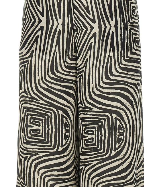Elena Miro Gray Abstract-Pattern Wide-Leg Trousers