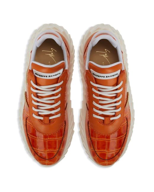 Giuseppe Zanotti Orange Urchin Crocodile-print Sneakers