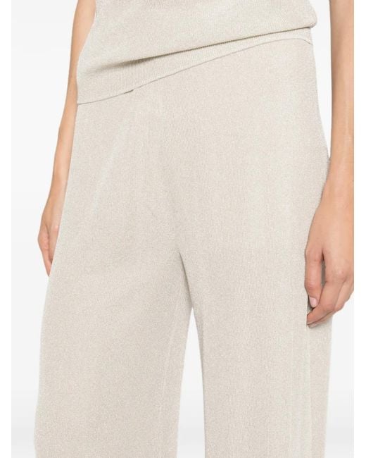Nenette White Metallic-Effect Palazzo Pants