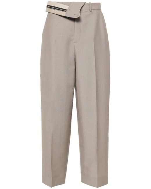 Pantalon droit à plis marqués Fendi en coloris Gray