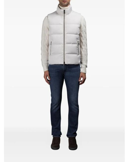 Moorer White Fire Hooded Gilet for men