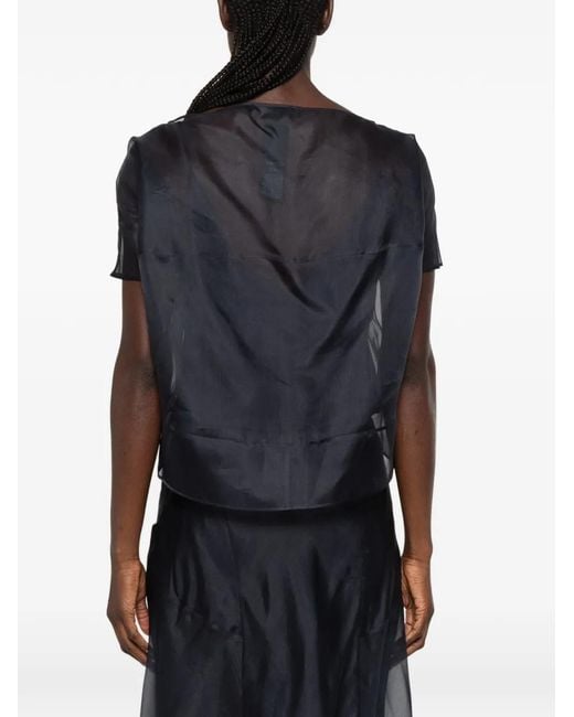 Max Mara Blue Emela Sheer Silk Top