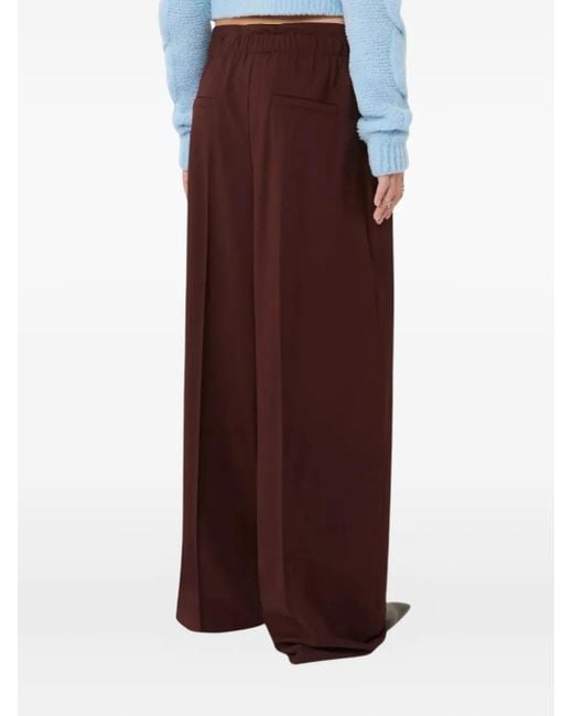 Sportmax Purple Double-Belt Wide-Leg Trousers