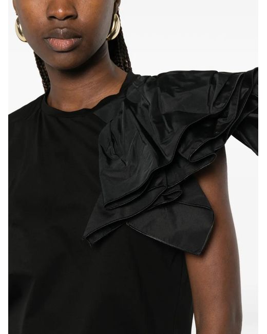 Max Mara Black Ruffled Sleeveless Top
