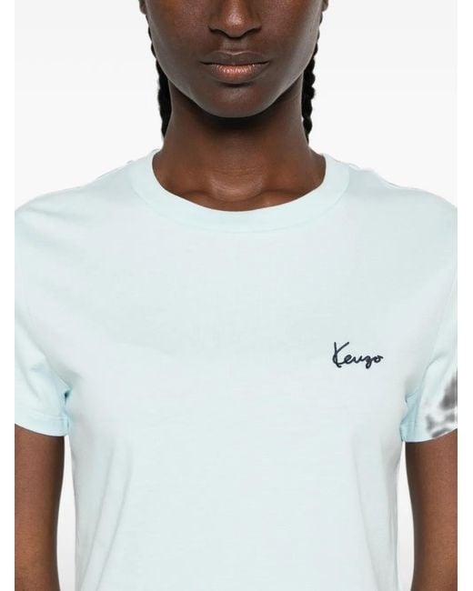 KENZO Blue Logo-Embroidered T-Shirt
