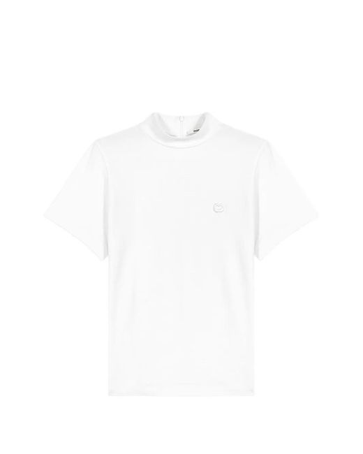Maje White Embroidered Mock-Neck Top