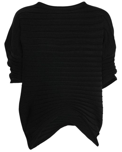 Top Chili a coste di Pleats Please Issey Miyake in Black