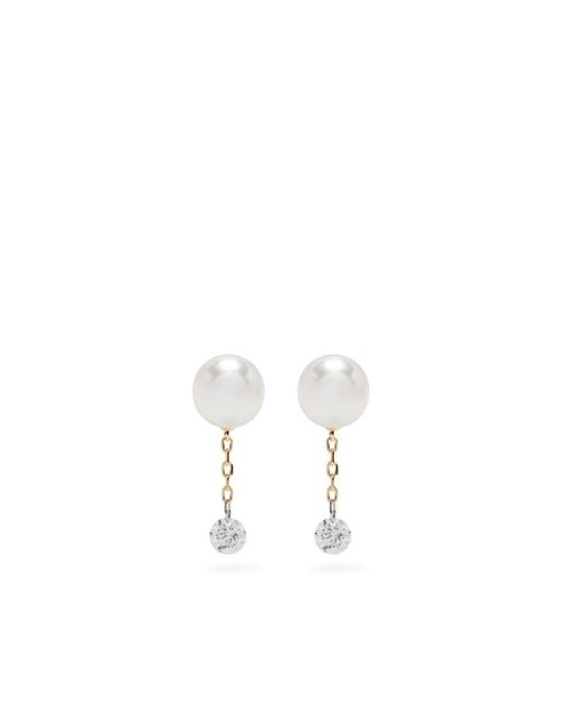 Mizuki White 14kt Gold Sea Of Beauty Pearl And Diamond Stud Earrings