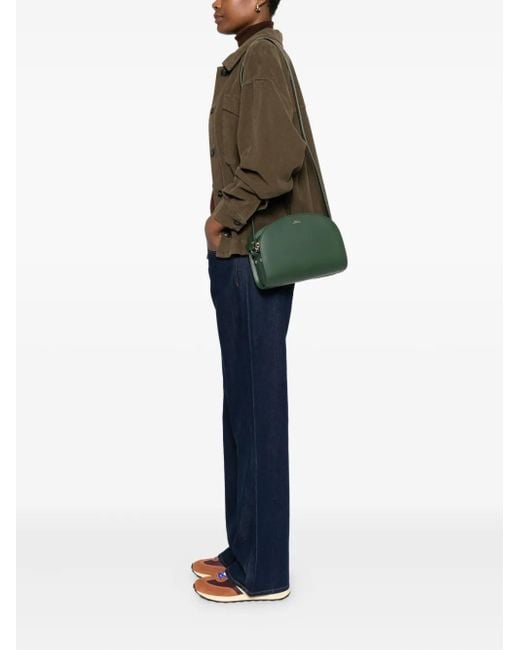 A.P.C. Green Demi-Lune Leather Crossbody Bag