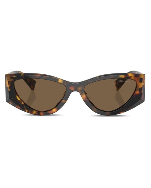 Miu Miu Brown Tortoiseshell-effect Cat-eye Frame Sunglasses